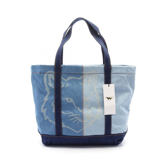 Maison Kitsune Fox Head Denim Tote Bag