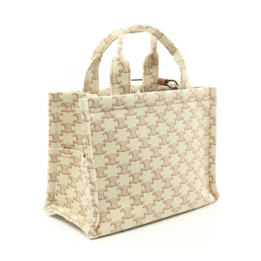 Celine Small Cabas Canvas Leather Tote Bag