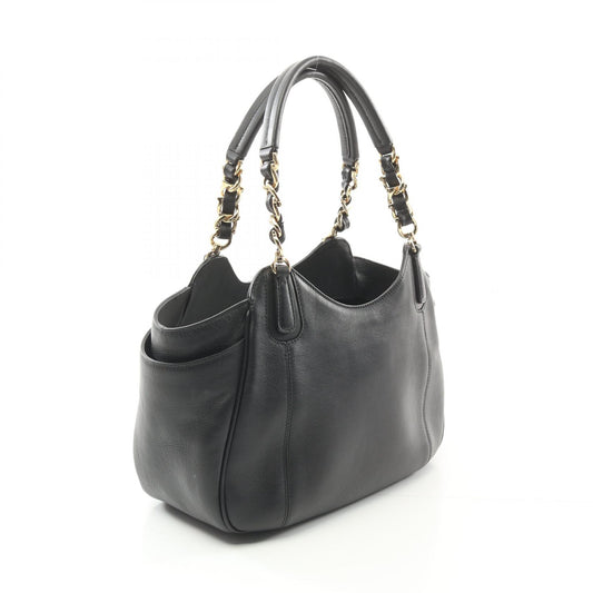 Salvatore Ferragamo Gancini Leather Handbag Black