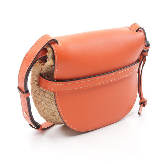 Loewe Anagram Gate Leather Raffia Shoulder Bag