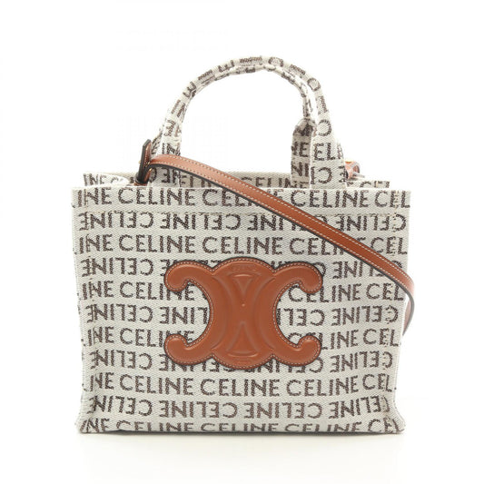 Celine Small Cabas Canvas Leather Tote Bag