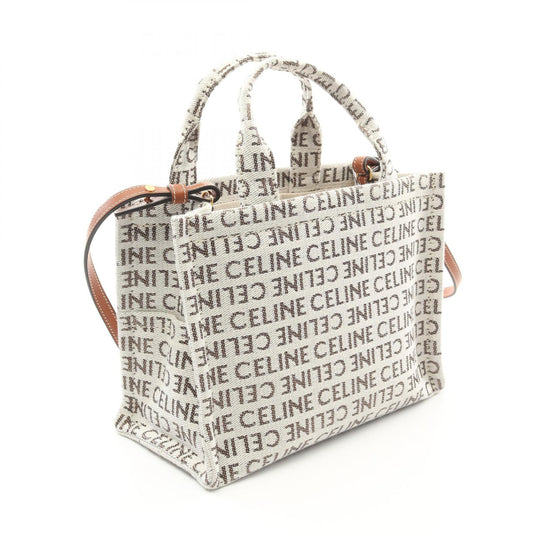 Celine Small Cabas Canvas Leather Tote Bag