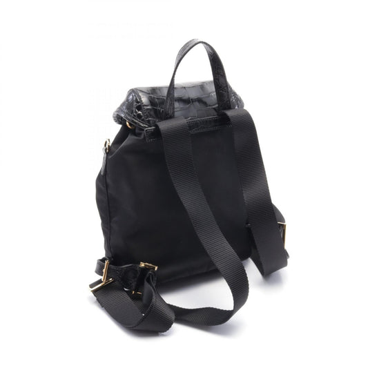 Prada Nylon Leather Backpack Black