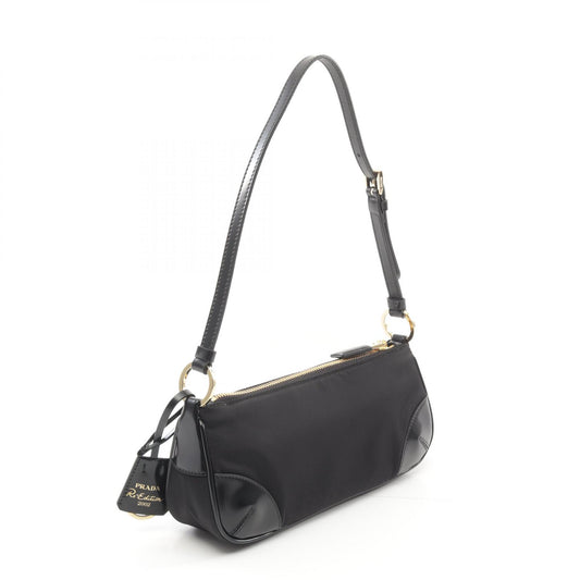 Prada Nylon Leather Shoulder Bag Black