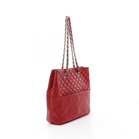 Chanel Lambskin Matelasse Tote Bag Red