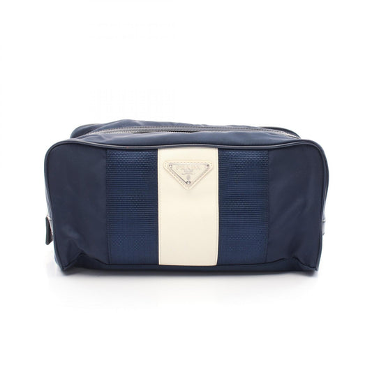 Prada Nylon Saffiano Leather Clutch Bag