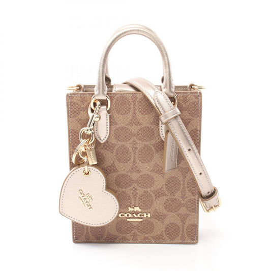 Coach Signature Handbag PVC Leather Brown