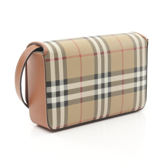 Burberry Vintage Check Shoulder Bag PVC Canvas Leather