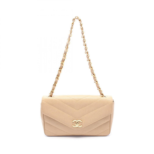 Chanel Chevron V-Stitch Leather Shoulder Bag