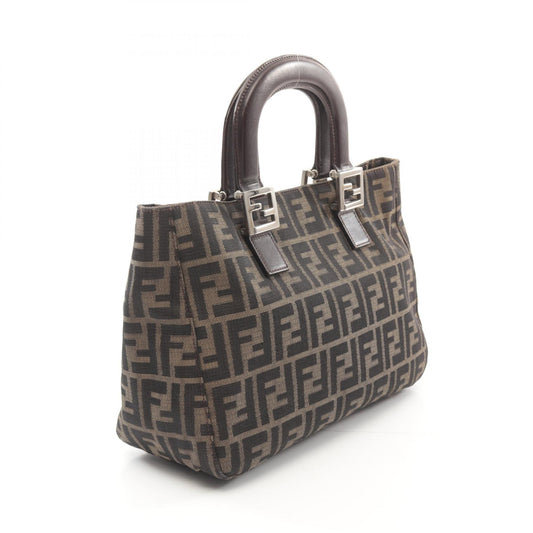 Fendi Zucca Canvas Leather Tote Bag
