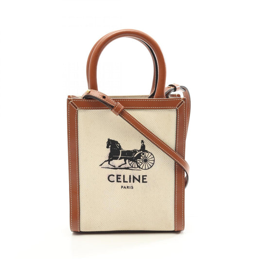 Celine Mini Vertical Cabas Canvas Leather Handbag