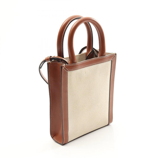 Celine Mini Vertical Cabas Canvas Leather Handbag