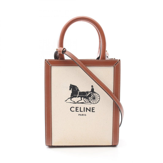 Celine Mini Vertical Cabas Canvas Leather Handbag