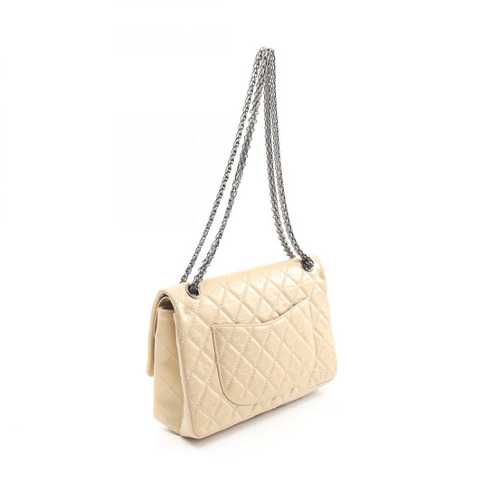 Chanel 2.55 Matelasse W Flap Shoulder Bag Beige