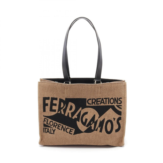 Salvatore Ferragamo Leather Raffia Tote Bag