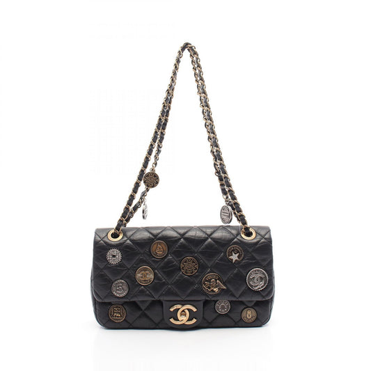Chanel Matelasse Shoulder Bag Black Leather