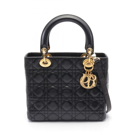 Dior Lady Dior Cannage Leather Handbag Black
