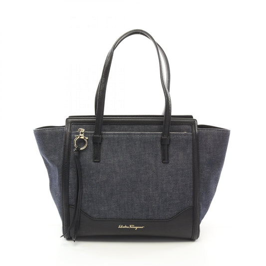 Salvatore Ferragamo Denim Leather Tote Bag