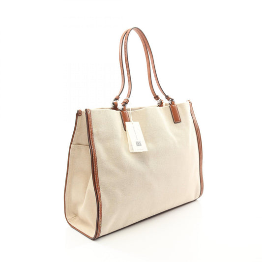 Tory Burch Ella Canvas Leather Tote Bag