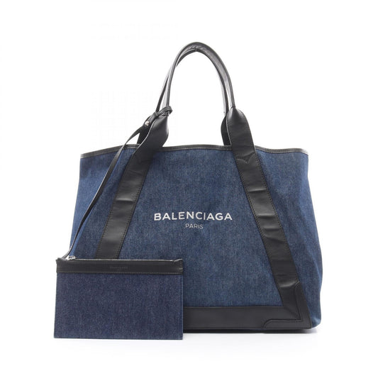 Balenciaga Denim Leather Navy Cabas Tote Bag