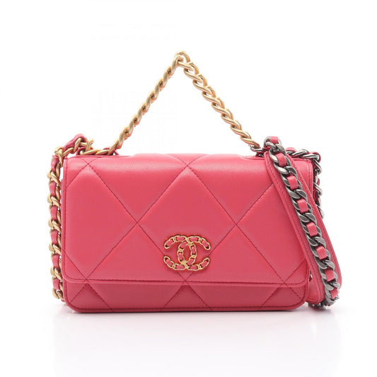 Chanel 19 Leather Shoulder Bag Pink AP0957