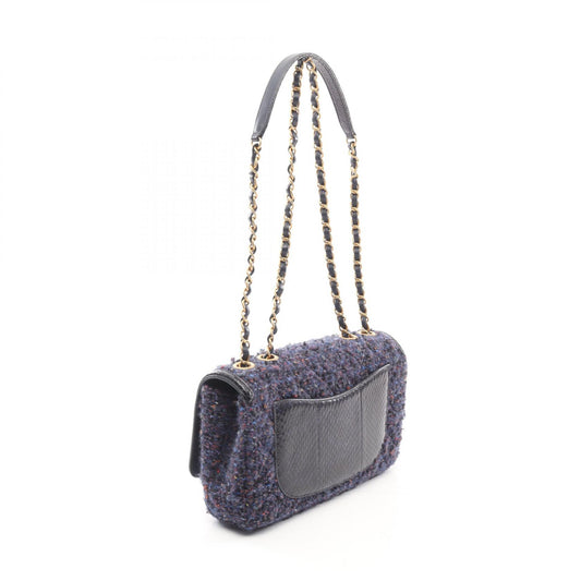 Chanel CC Filigree Shoulder Bag Fabric Exotic Leather