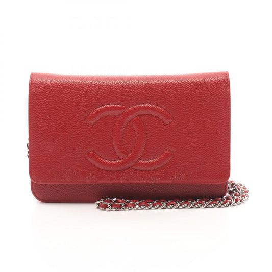Chanel Coco Mark Leather Shoulder Bag Red