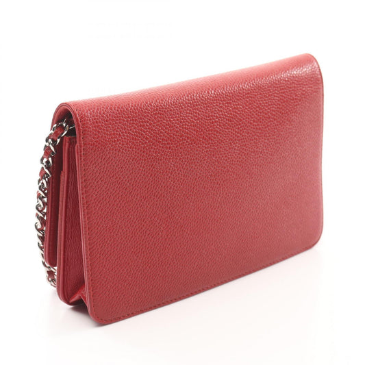 Chanel Coco Mark Leather Shoulder Bag Red