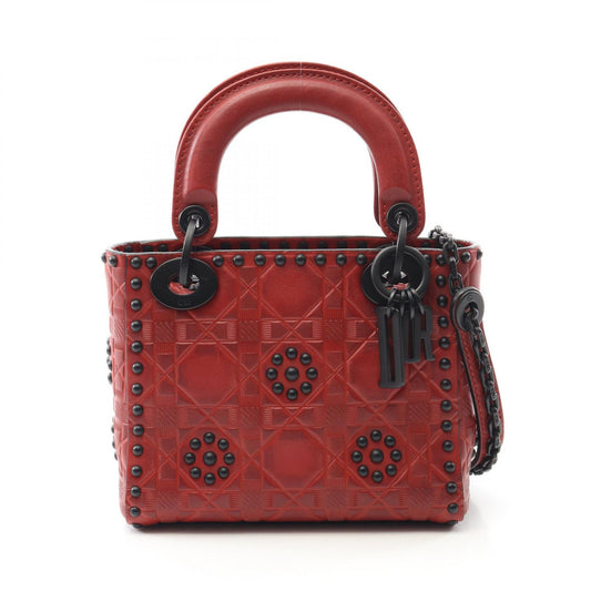 Dior Lady Dior Mini Leather Handbag Red
