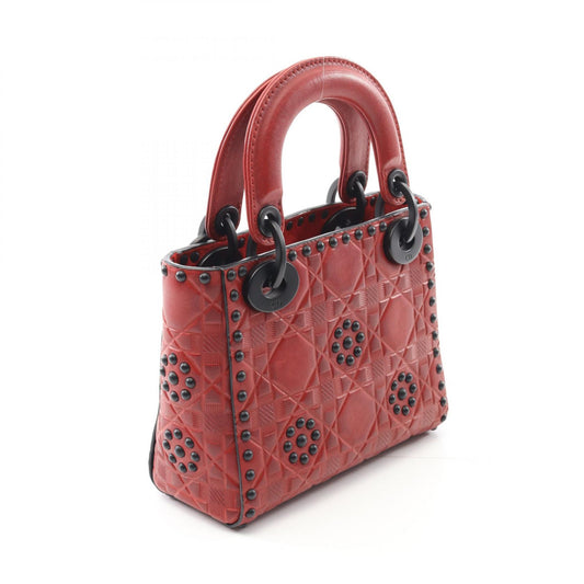 Dior Lady Dior Mini Leather Handbag Red