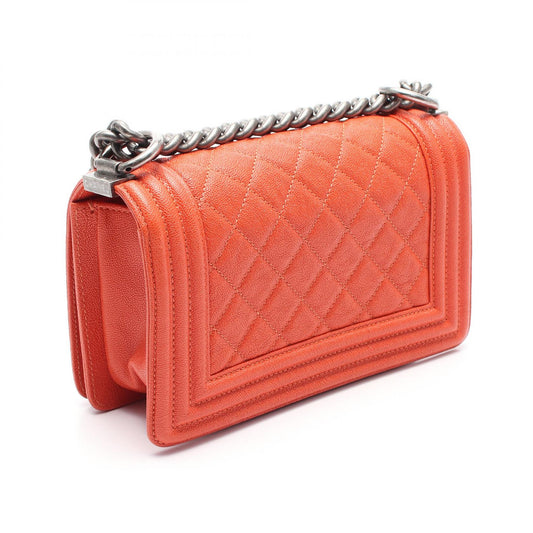Chanel Boy Small Leather Shoulder Bag Orange
