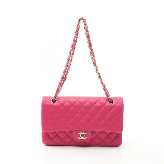 Chanel Matelasse W Flap Shoulder Bag Pink