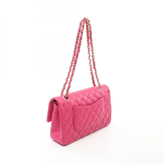 Chanel Matelasse W Flap Shoulder Bag Pink
