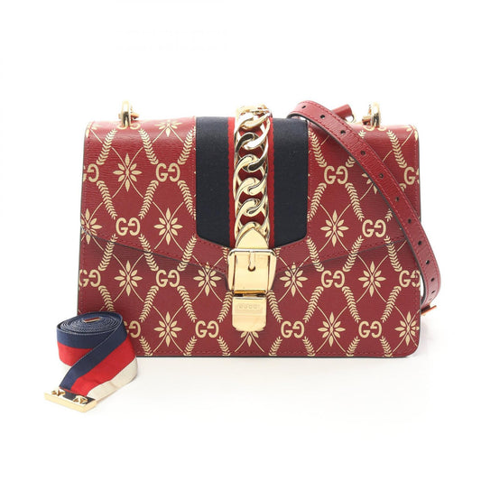 Gucci Sylvie GG Shoulder Bag Leather Red