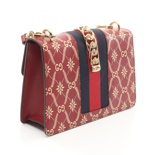 Gucci Sylvie GG Shoulder Bag Leather Red