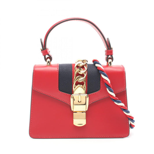 Gucci Sylvie Leather Handbag Red Multicolor