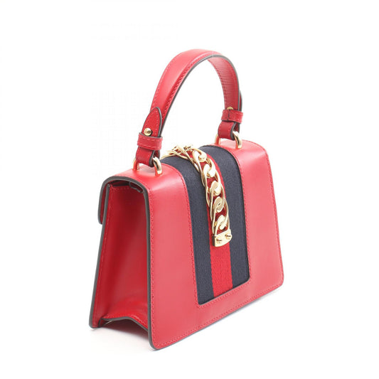 Gucci Sylvie Leather Handbag Red Multicolor