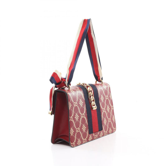 Gucci Sylvie GG Shoulder Bag Leather Red