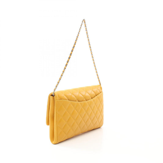 Chanel Lambskin Matelasse Shoulder Bag Yellow
