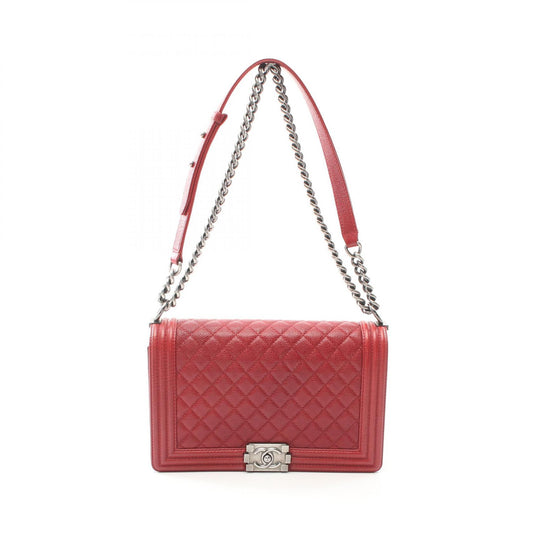 Chanel Boy Large Chevron Shoulder Bag Red