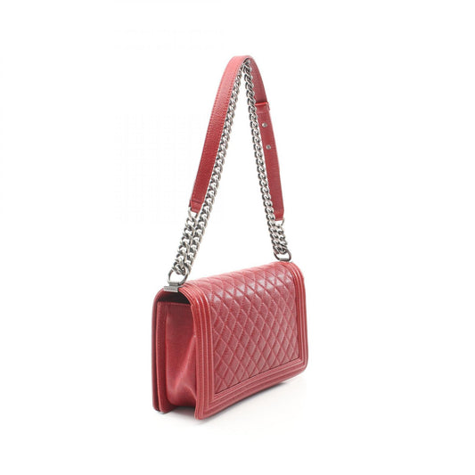 Chanel Boy Large Chevron Shoulder Bag Red