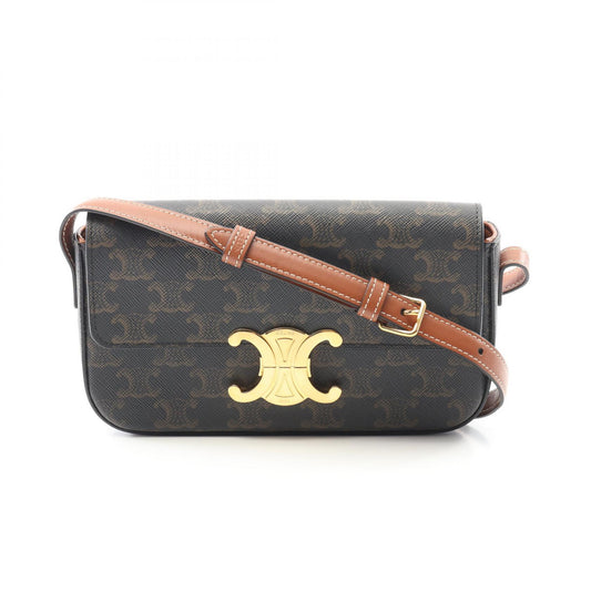 Celine Claude Triomphe Shoulder Bag PVC Coated Canvas Leather