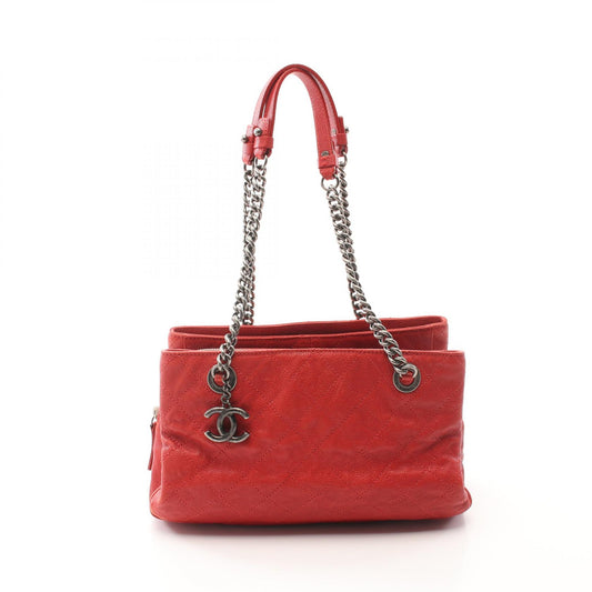 Chanel Matelasse Leather Tote Bag Red