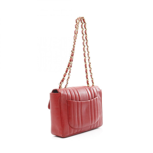 Chanel Mademoiselle Leather Shoulder Bag Red