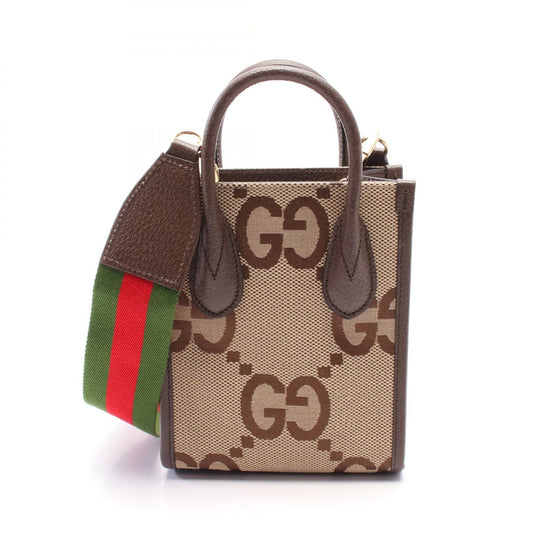 Gucci Jumbo GG Canvas Leather Tote Bag