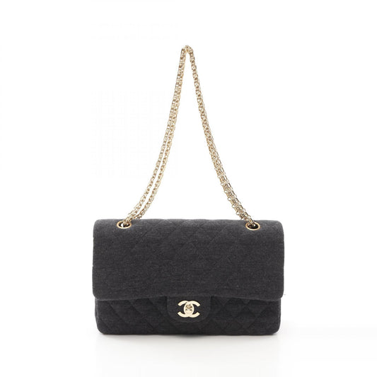 Chanel Cotton Jersey Matelasse W Flap Shoulder Bag