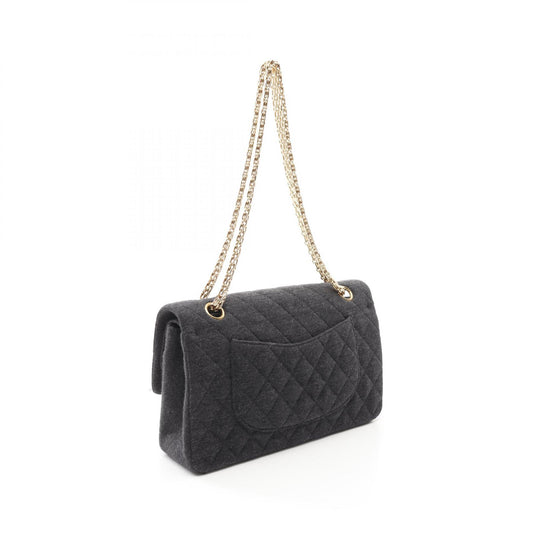 Chanel Cotton Jersey Matelasse W Flap Shoulder Bag