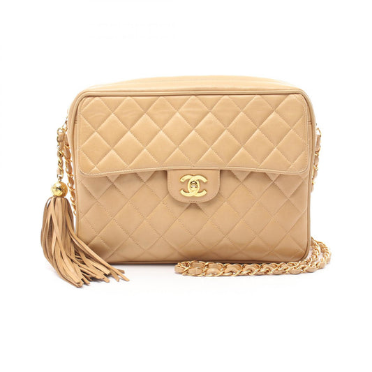 Chanel Lambskin Matelasse Shoulder Bag Beige