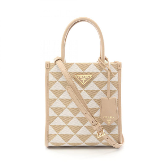 Prada Triangolo Jacquard Mini Handbag Canvas Saffiano Leather