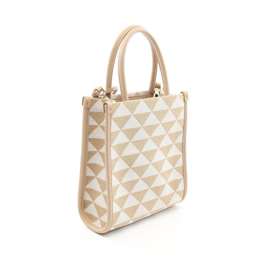 Prada Triangolo Jacquard Mini Handbag Canvas Saffiano Leather